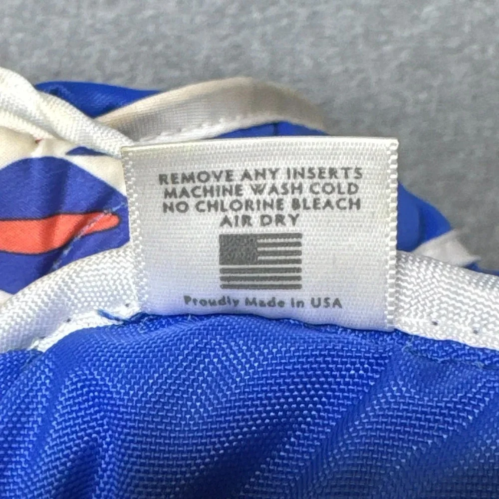 Cinda B Bag Quilted Hobo Tennis Tote Blue Floral Quilted Shoulder Strap Full Zip